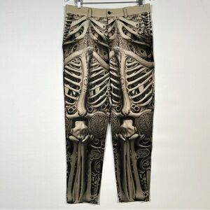 Skeleton Bone Print Pants 3D‎ Gothic Streetwear Halloween Costume Scary Men's M